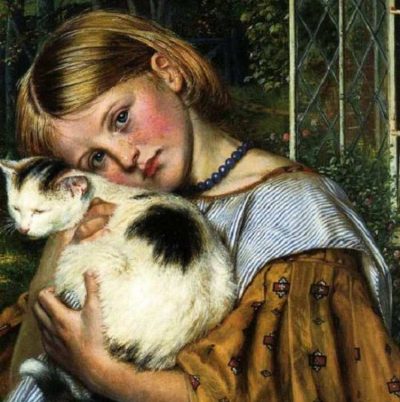 Robert Braithwaite Martineau | A Girl with a Cat, 1860