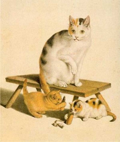 Gottfried Mind | Katzenmutter mit ihren Jungen