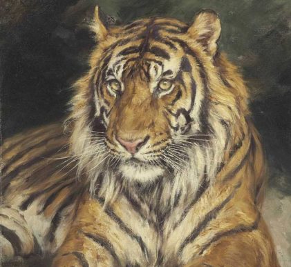Geza Vastagh | A Reclining Tiger (Detail)