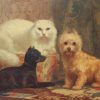 John Henry Dolph | Porträt einer Perserkatze mit zwei Hunden