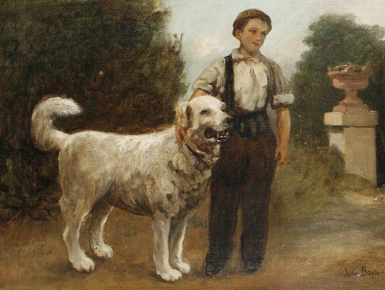 Jules Adolphe Breton | A Boy and his dog, 1860