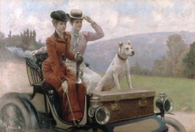 Julius LeBlanc Stewart | Les Dames Goldsmith au Bois de Boulogne en 1897 sur une Voiturette, 1901