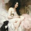 Léon François Comerre, Beauty in Bed with Kitten and Black Dog
