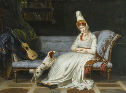 Louis Gauffier | Portrait of Elizabeth, Lady Webster, later Lady Holland, with Her Spaniel Pierrot