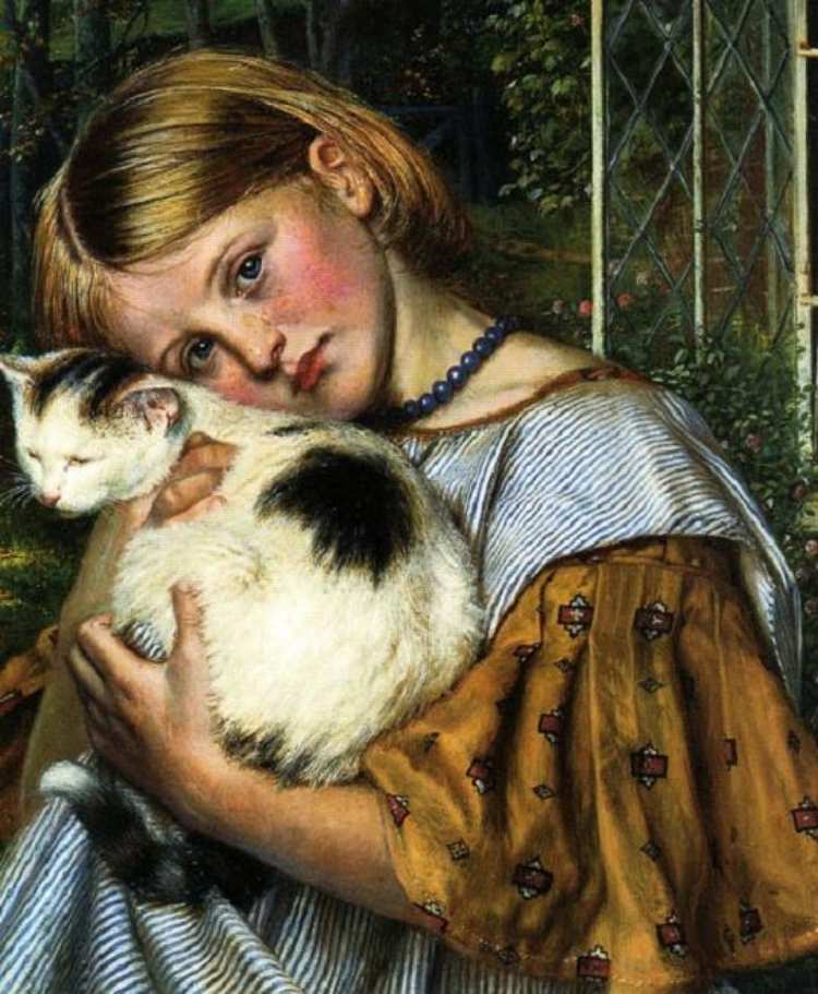 Robert Braithwaite Martineau | A Girl with a Cat, 1860