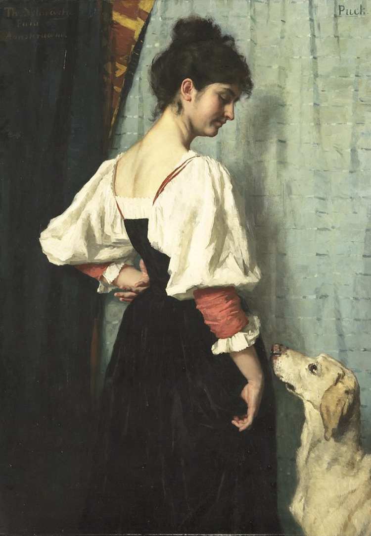 Thérèse Schwartze | Young Italian woman with a dog called Puck, 1902 | Rijksmuseum