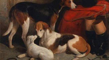 William Barraud | A Couple of Foxhounds with a Terrier – The property of Lord Henry Bentink