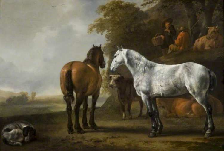 Abraham van Calraet | Horses and Cattle in a Landscape, 1680-1700 | Barber Institute of Fine Arts, Birmingham
