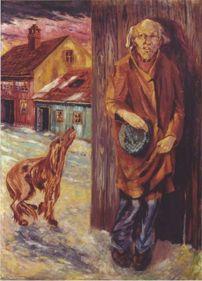 Aksel Waldemar Johannessen | Bettler mit Hund, 1920