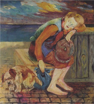 Aksel Waldemar Johannessen | Straßenjunge mit Hund, 1918-1922