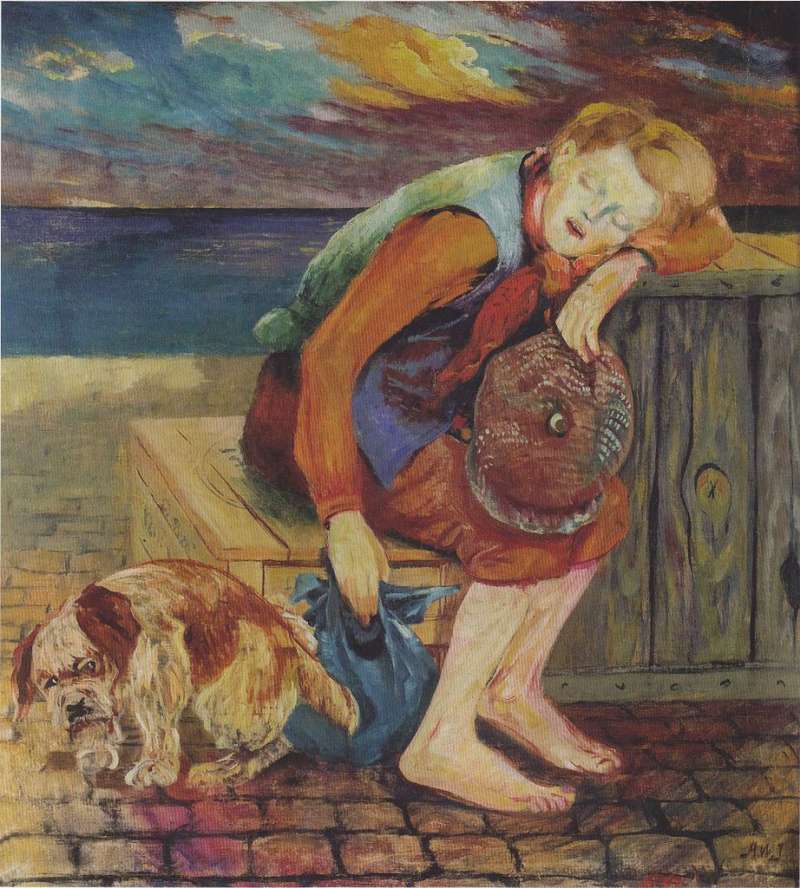 Aksel Waldemar Johannessen | Straßenjunge mit Hund, 1918-1922