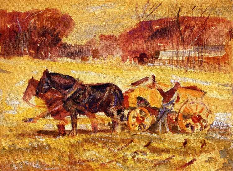 Albert Henry Krehbiel | Loading the Farm Wagon, 1918 | Privatbesitz