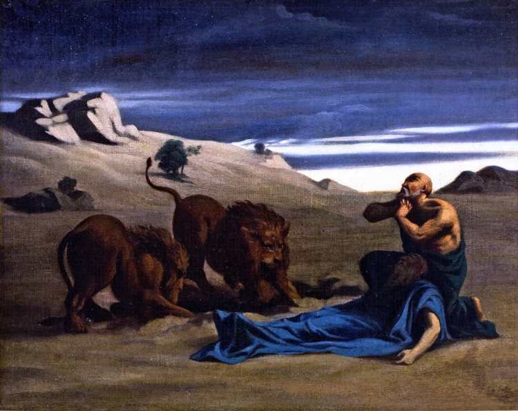 Alexandre Cabanel | Paul the First Hermit with Lions, 1841-1845 | Musée Fabre, Montpellier