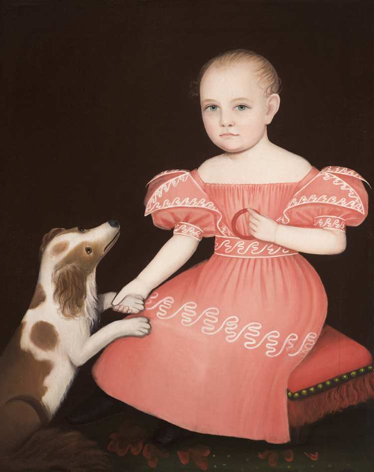 Ammi Phillips | Child in Pink with Her Spaniel, 1835 | Private Collection