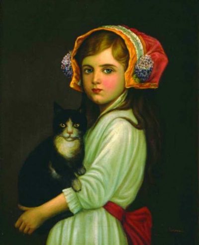 Antoni Piotrowski | Mädchen mit Katze, 1904