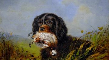 Arthur Fitzwilliam Tait | Cocker Spaniel and Ruffled Grouse, 1869 | Privatbesitz