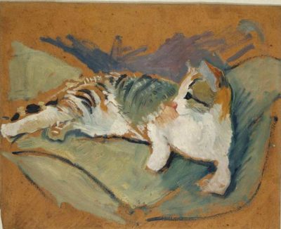 August Macke | Katze auf grünem Kissen, 1910