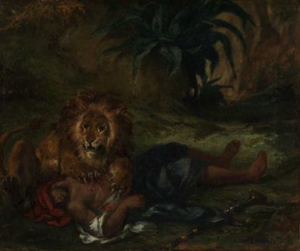 delacroix_Lion mauling a dead Arab, 1847