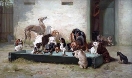 John Charles Dollman | Table d'Hote at a Dogs' Home, 1879 | Photo credit: Walker Art Gallery