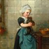 Edmond Louyot | Girl with Kittens (Detail)