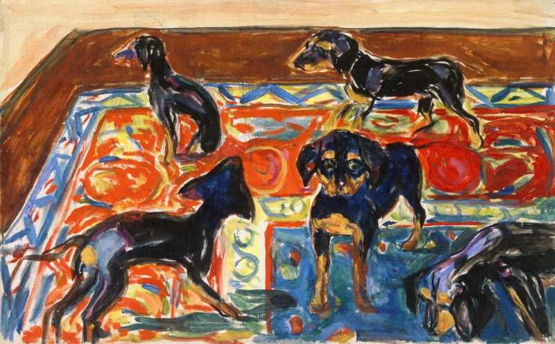 Edvard Munch | Five Puppies on the Carpet, 1919-1921 | Munch-museet Oslo