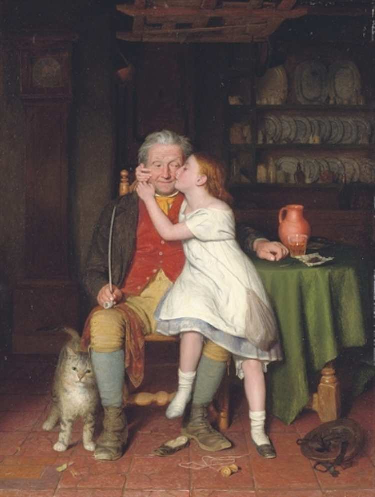 Edward Thompson Davis | Kissing Grandpa, 1860