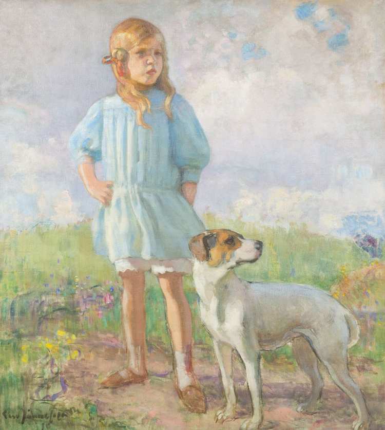 Erik Nikolai Järnefelt | Girl with a Dog, 1910 | Privatbesitz