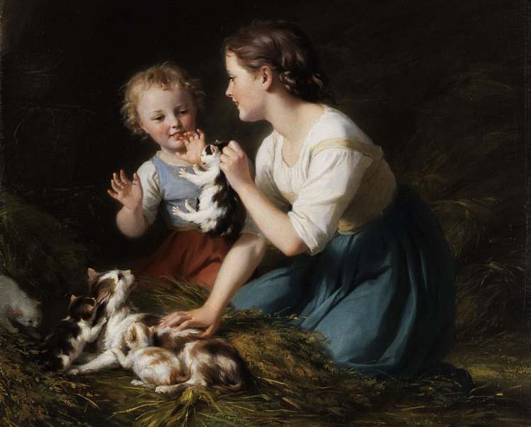 Fritz Zuber-Bühler, Kinder mit Kätzchen
