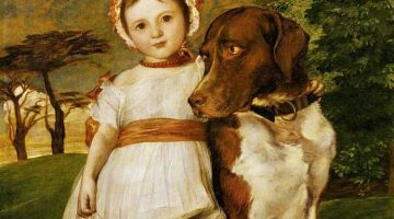 George Frederic Watts | Portrait of Marie Fox (inscribed as Mary Fox) with her pointer Ella, ca. 1854 (Detail)
