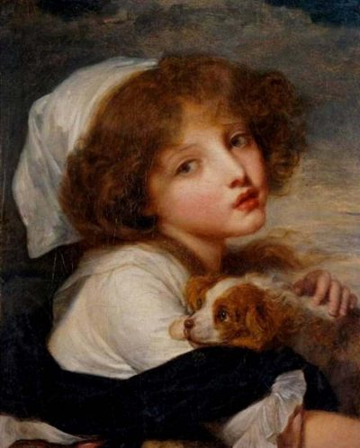 Jean-Baptiste Greuze | Junges Mädchen mit Spaniel