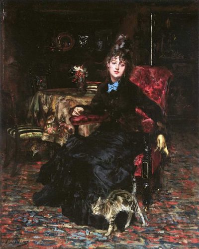 Giovanni Boldini | Sitzende Frau mit Katze, 1871