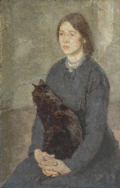 Gwen John | Young Woman Holding a Black Cat, ca. 1920-25