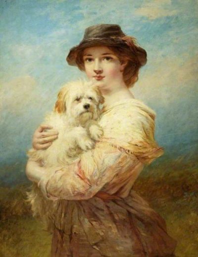 James John Hill | A Young Lady with Dog, 1840
