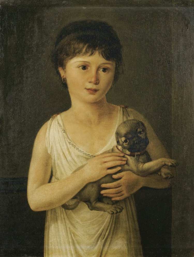 Jeanne-Elisabeth Chaudet | Porträt eines Mädchens mit Hund