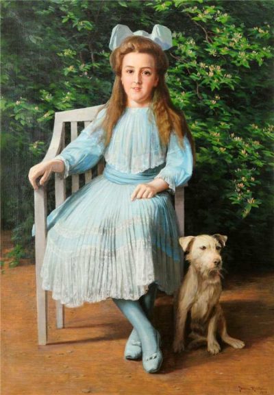 Johan Krouthén, Girl with Dog, 1909