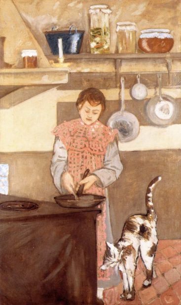 József Rippl-Rónai | Young Woman in the Kitchen with a Cat | Privatbesitz