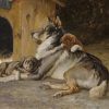Karl Kristian Uchermann - Norwegischer Elchhund mit Welpen, 1894