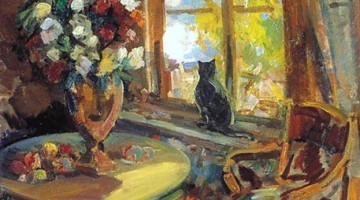 Konstantin Korovin | Schwarze Katze auf einer Fensterbank, 1902