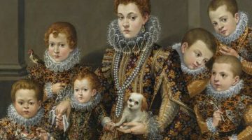 Lavinia Fontana | Portrait of Bianca degli Utili Maselli, Holding a Dog and Surrounded by Six of her Children, 1603-1605