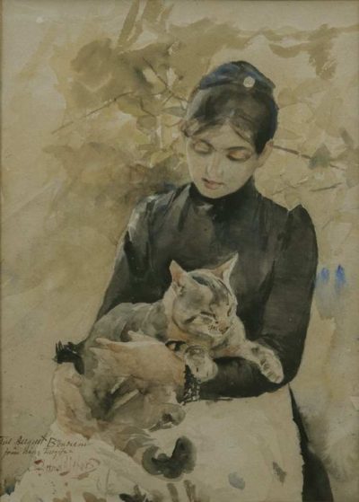 Bruno Andreas Liljefors | Sitzende Frau mit Katze, 1886 | Göteborgs Museum