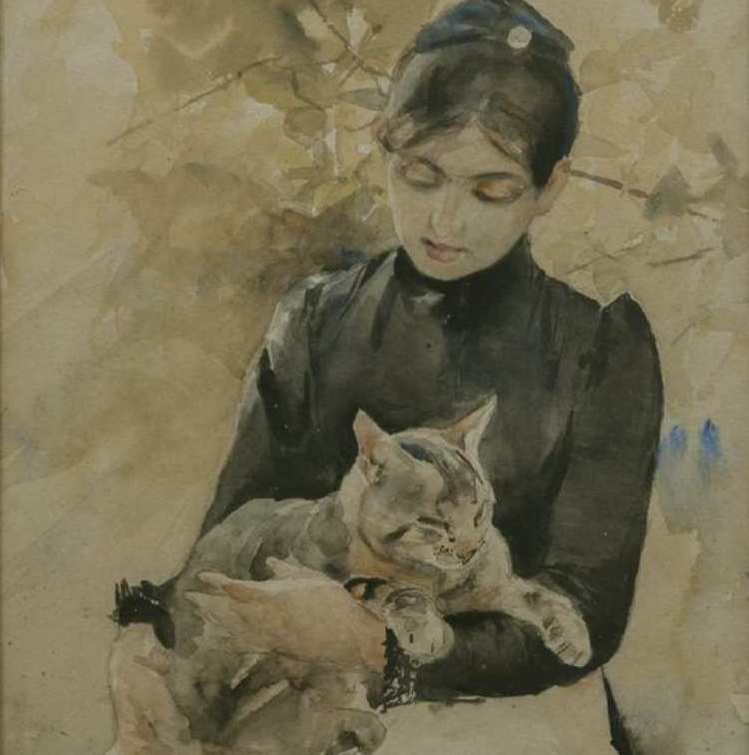 Bruno Andreas Liljefors | Sitzende Frau mit Katze, 1886 (Detail) | Göteborgs Museum