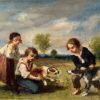 Narcisse Diaz de la Peña | Children Playing with Dogs | Private Collection