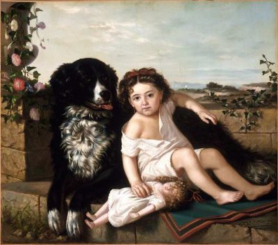 Ernest Étienne Narjot | Portrait of a Girl with Dog, 1879