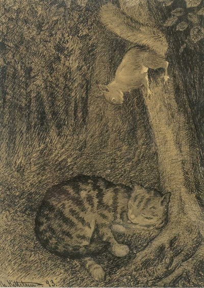 Theodor Severin Kittelsen | Cat and squirrel, 1893 | Privatbesitz