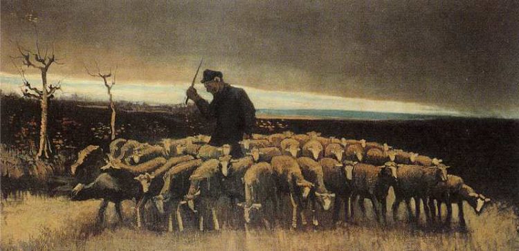 Vincent van Gogh | Shepherd with Flock of Sheep, 1884 | Privatsammlung
