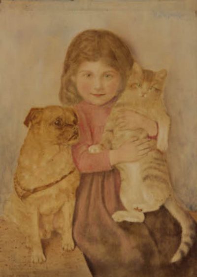 Wilhelm Friedrich Johann Schwar | Mädchen mit Hund und Katze | (c) National Trust