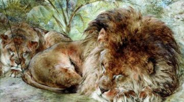 William Huggins | Siesta, Sleeping Lions, 1863