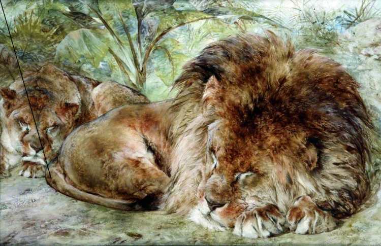 William Huggins | Siesta, Sleeping Lions, 1863